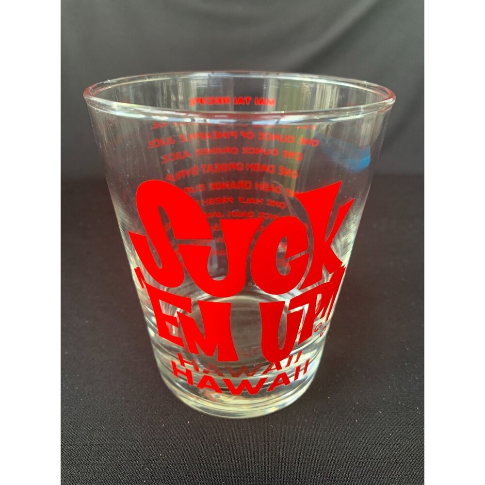 Vintage Libbey Hawaii Don Ho Era Suck 'Em Up! Cocktail Glass Mai Tai Recipe